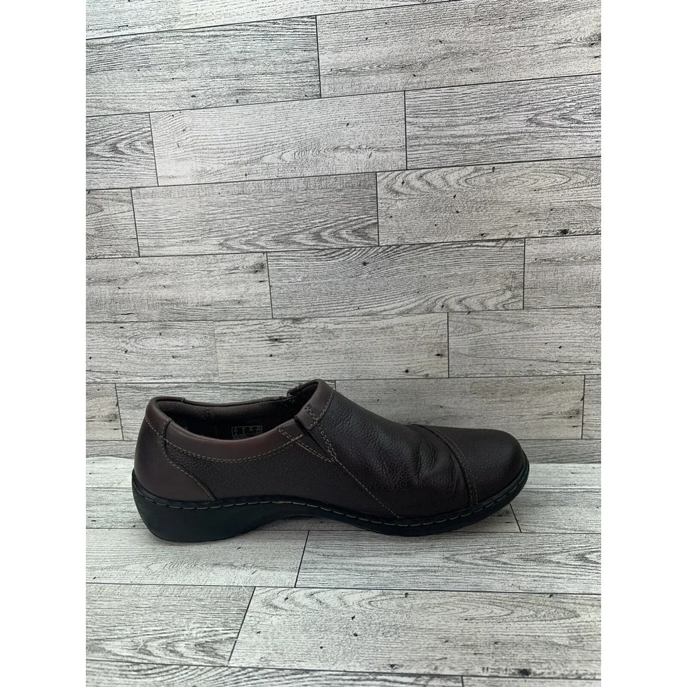 Collection By Clarks Cora Giny Brown‎ Tumbled Leather Loafer Slip on Womens 9W